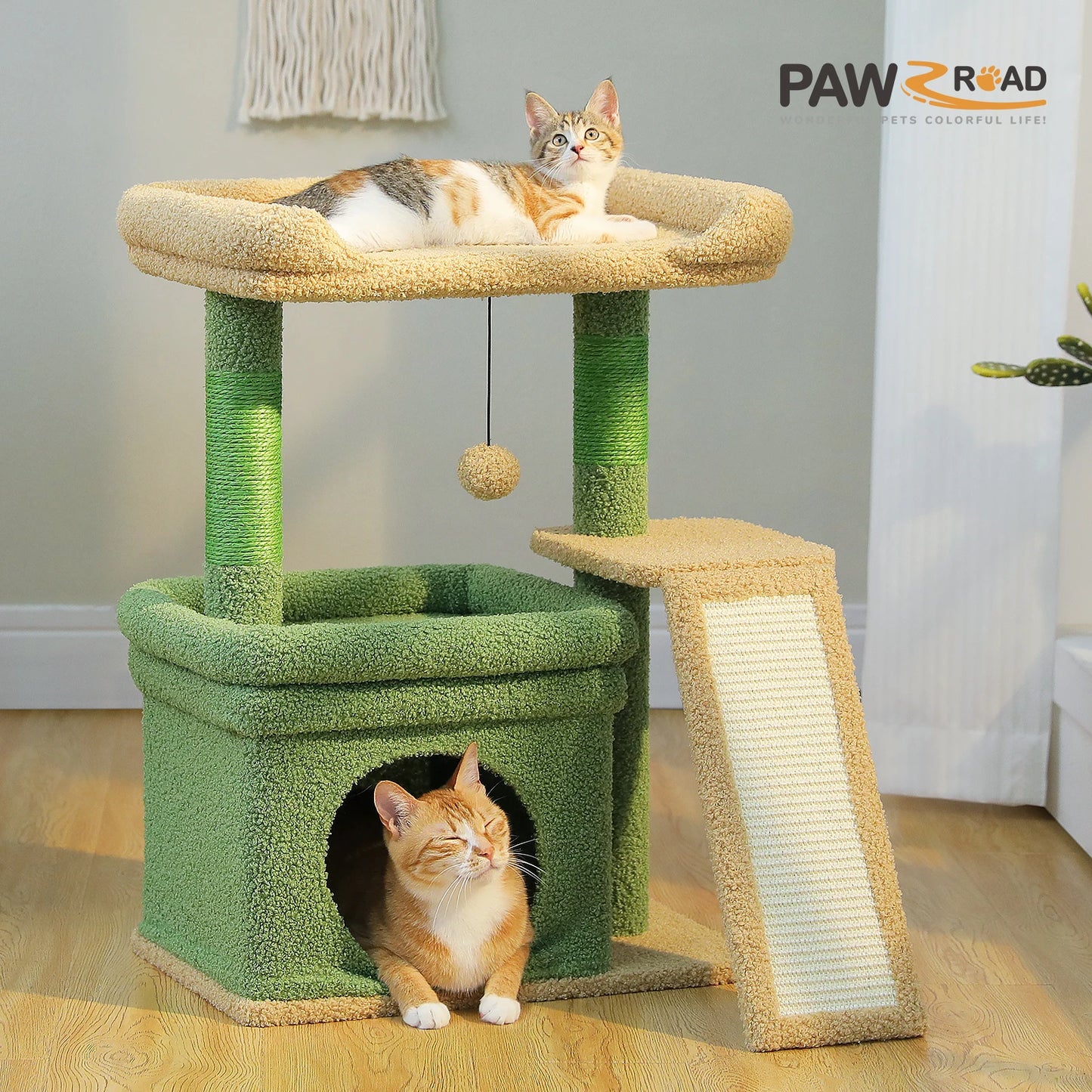 Indoor Cat Tower with Sisal Scratching Post