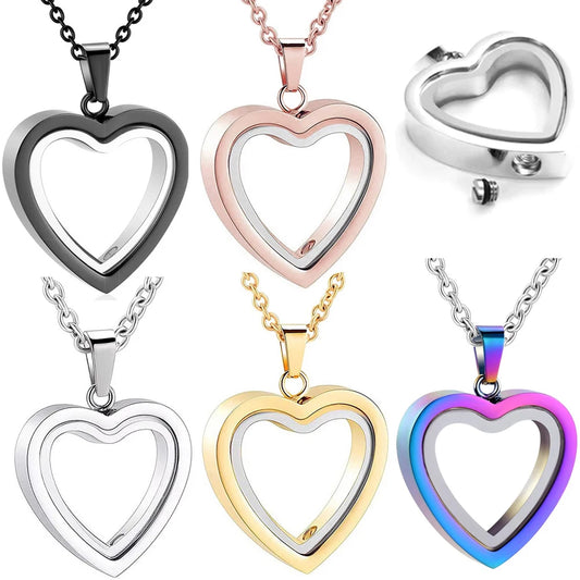 Glass Cremation Jewelry Necklace For Ashes Heart Memorial Lockets