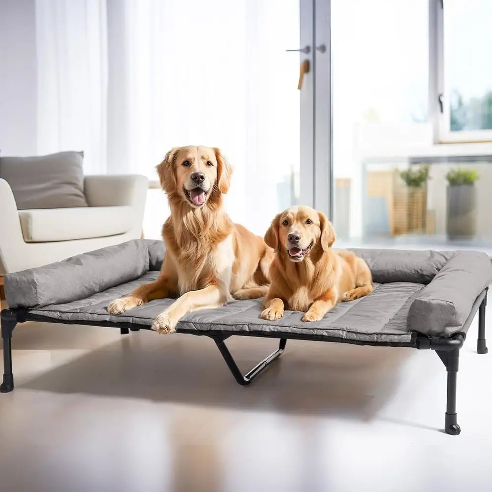 Cooling Elevated Dog Bed Add Removable Waterproof Bolster Cushion Mat,