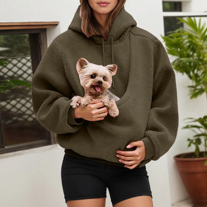 Dog Cat Pouch Hoodie For Women