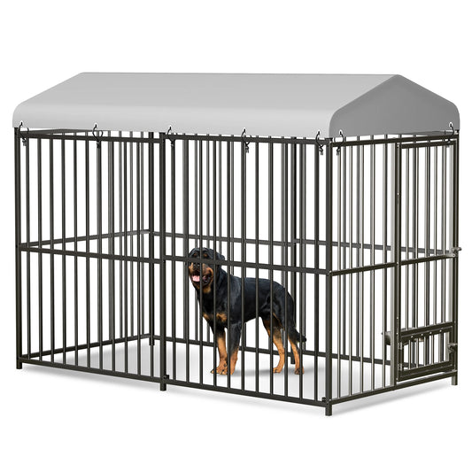 Outdoor Dog Kennel with Roof 8x4x6FT