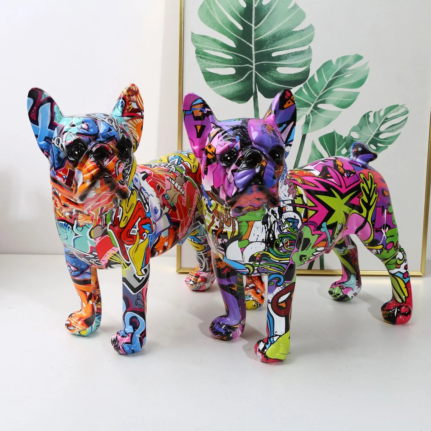 Nordic Art Painting Graffiti L/S French Bulldog Statue