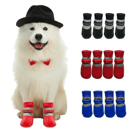 4PCS Waterproof Winter Dog Shoes