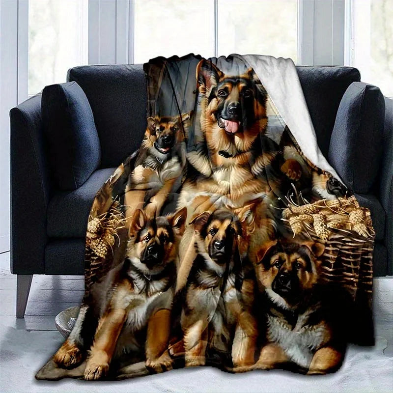 German Shepherd Dog Print Flannel Blanket