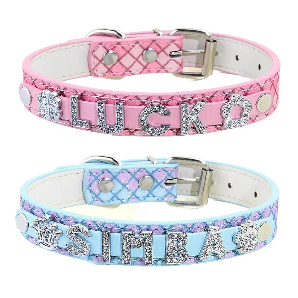 Bling Rhinestone Puppy Dog Collars Personalized