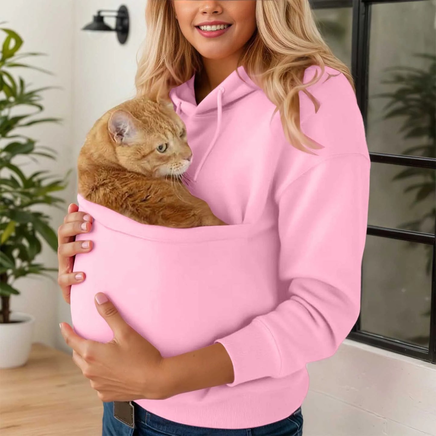 Women's Hoodie Plush Pet Pocket