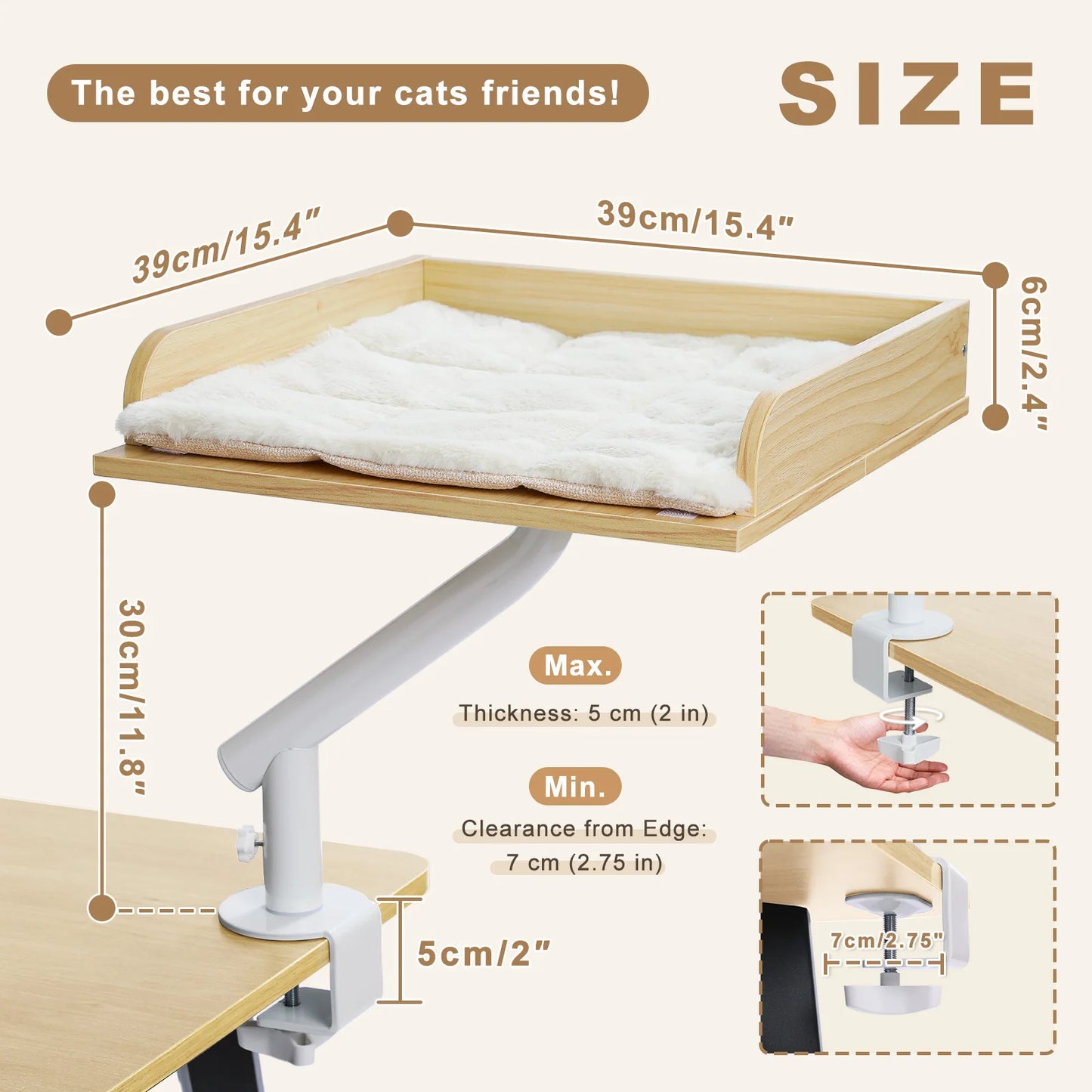 Cat Desk Bed, 360° Rotatable Bed Stand