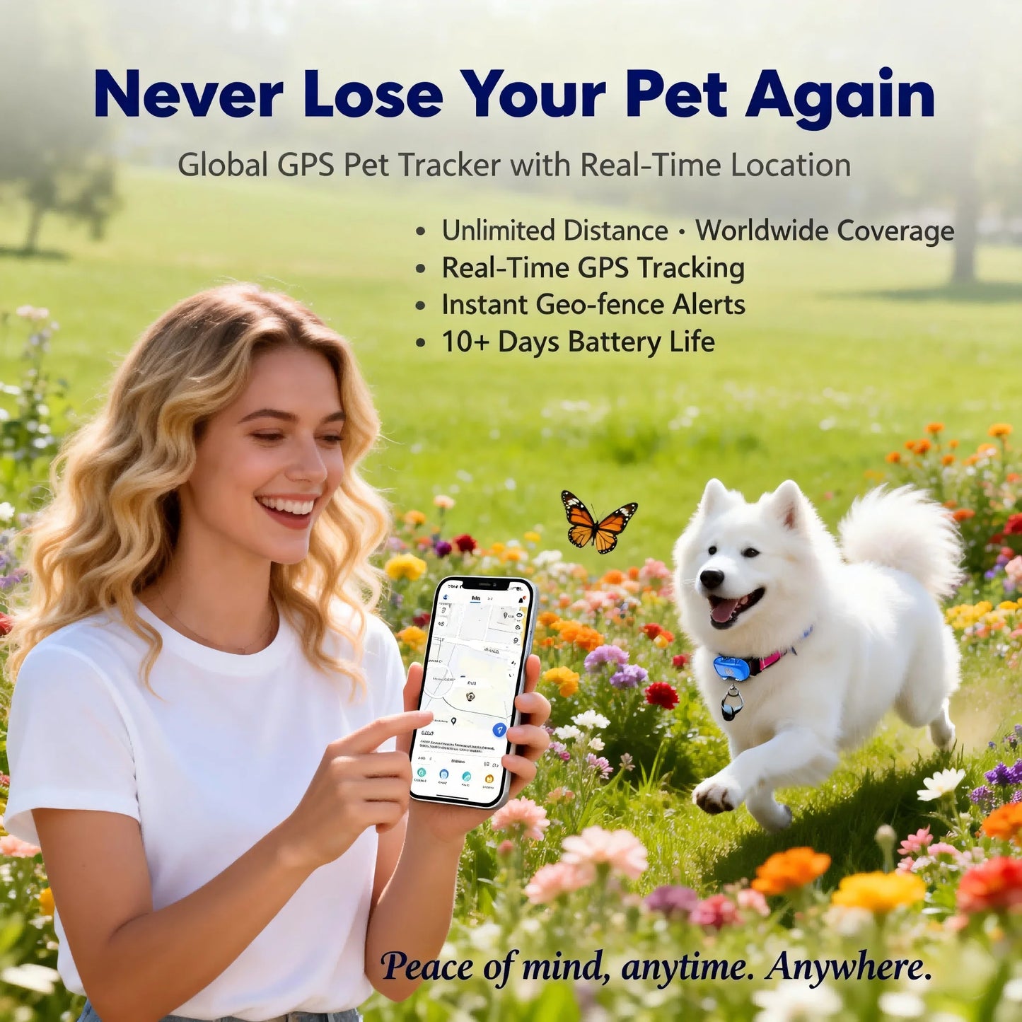 GPS Pet Tracker for Pets, Real Time  Unlimited Distance