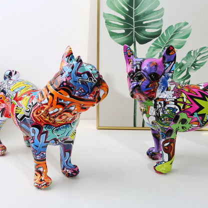 Nordic Art Painting Graffiti L/S French Bulldog Statue