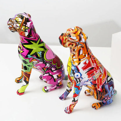 Painted  Art Water Transfer Room Color Boxer Statue