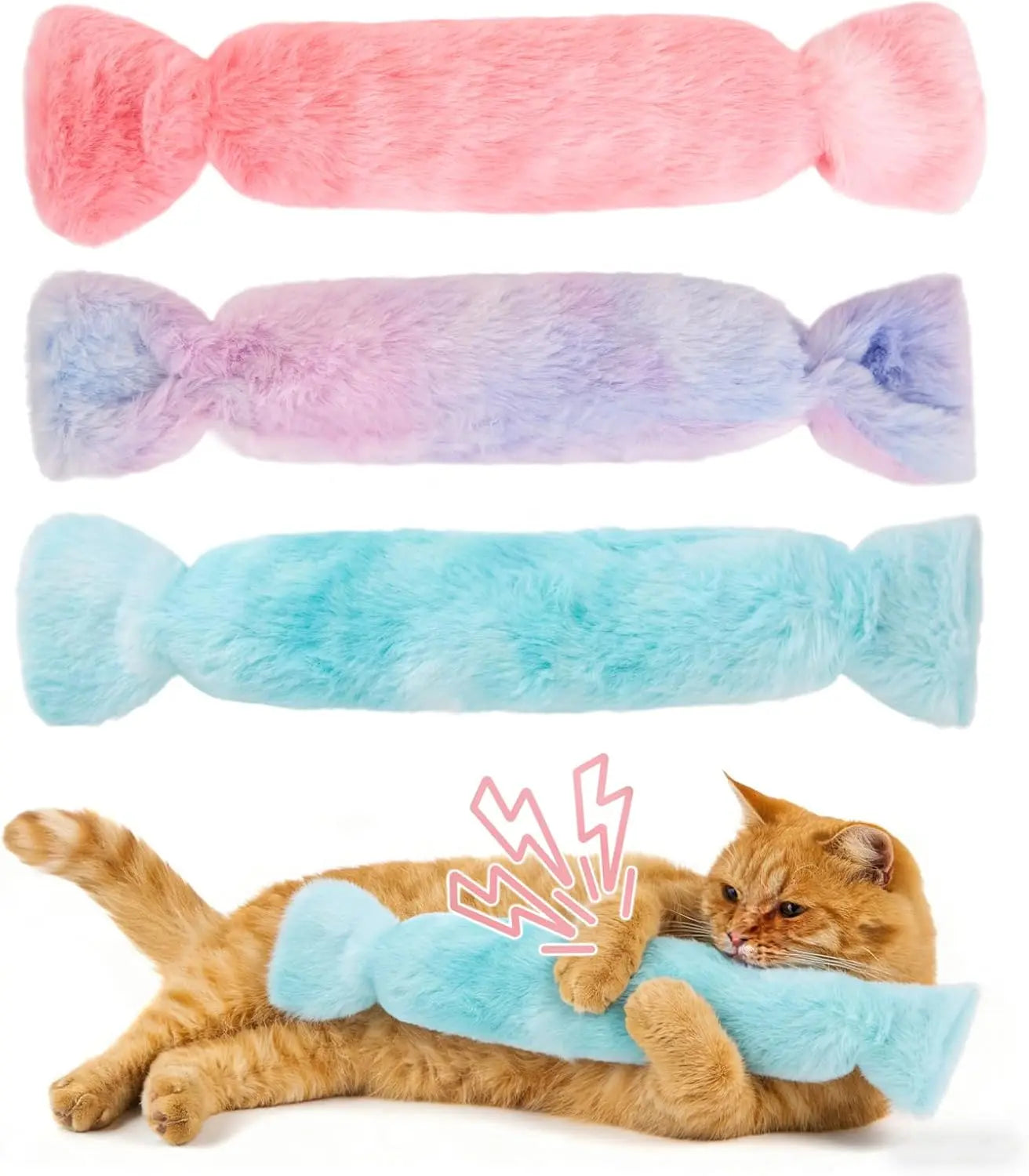 Candy-Shaped Catnip Toys with Crinkle Paper