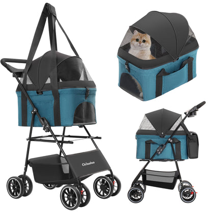 3 in 1 Pet Stroller For Pets, Detachable Carryier
