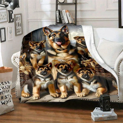 German Shepherd Dog Print Flannel Blanket