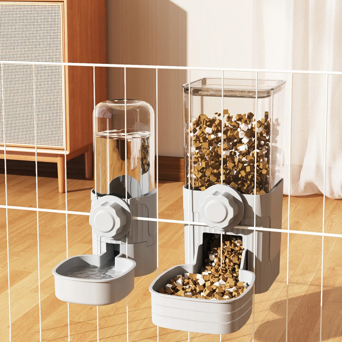 Automatic Pet Feeder Waterer Dog Cat Hanging Cage Bowl