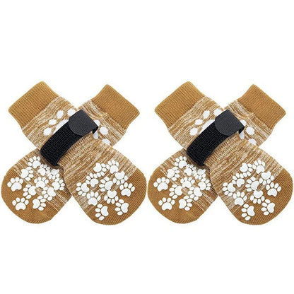 4Pcs/set Anti Slip Dog Socks with Straps