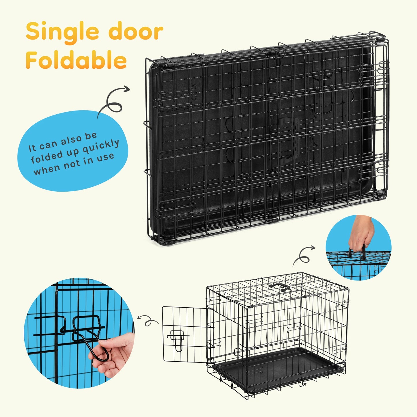 Single Door 30 Inch Folding Metal Wire Dog Kennel