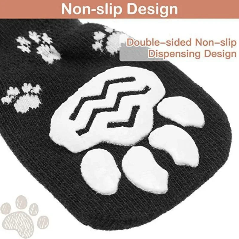 4Pcs/set Anti Slip Dog Socks with Straps