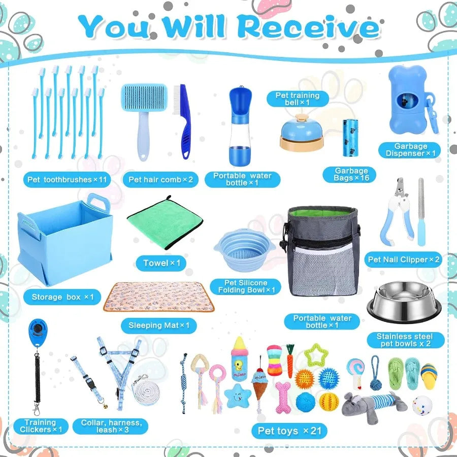 65 Pcs Puppy Supplies Starter Kit