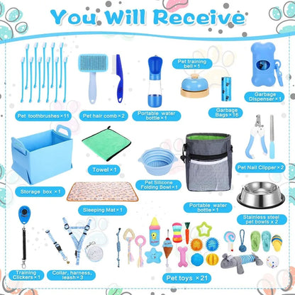 65 Pcs Puppy Supplies Starter Kit