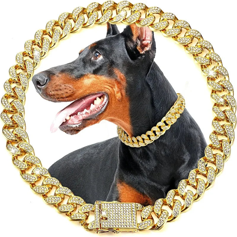 Dog Chain Collar Luxury Gold