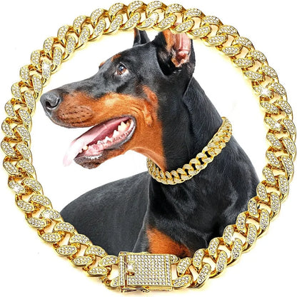 Dog Chain Collar Luxury Gold