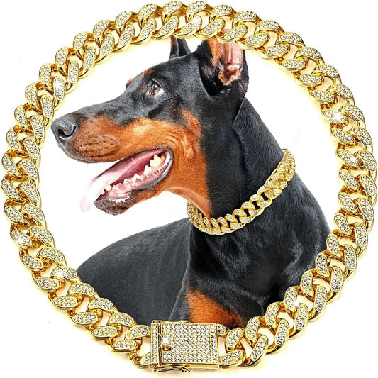 Dog Chain Collar Luxury Gold