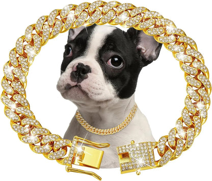 Dog Chain Collar Luxury Gold