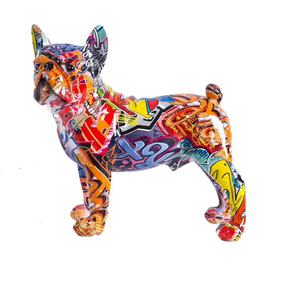 Nordic Art Painting Graffiti L/S French Bulldog Statue