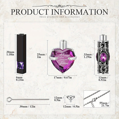3pcs Cremation Jewelry Heart/Bar/Cylinder Urn Necklaces