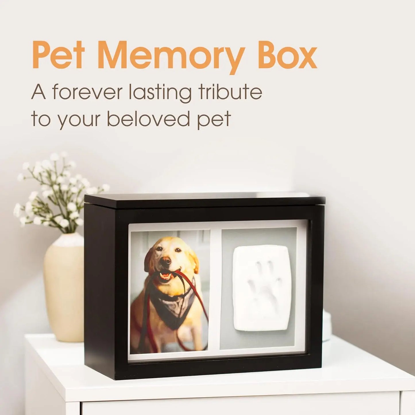 Pet Memorial Box & Paw Print Kit, Keepsake Urn