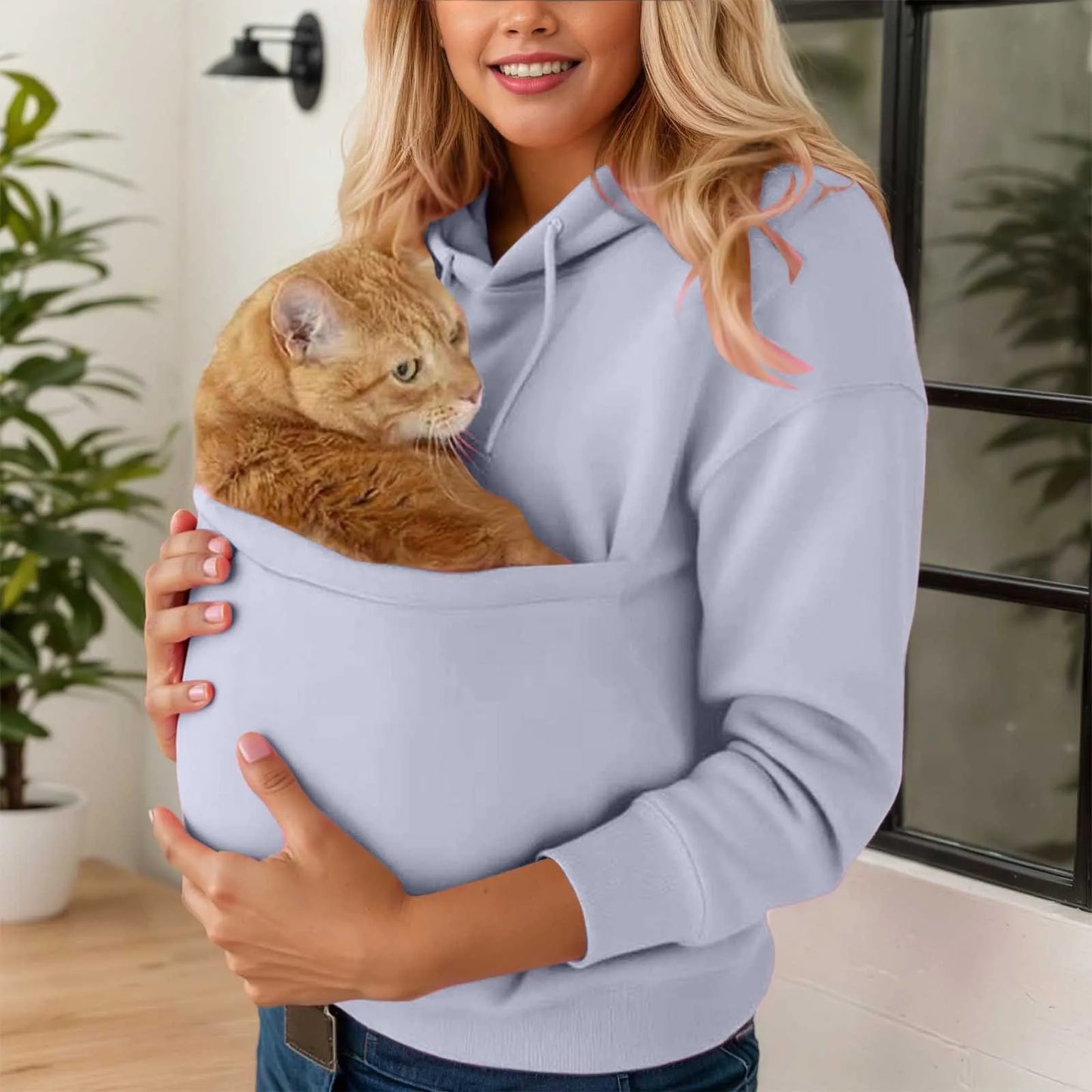 Women's Hoodie Plush Pet Pocket