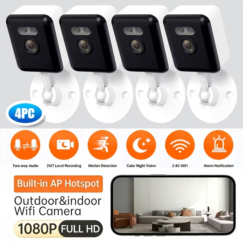 4PC Smart 1080p Wi-Fi Smart Home Security Camera 2MP,